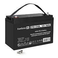 картинка exegate ex297561rus аккумуляторная батарея exegate dtm 12100l (12v 100ah, болт м6) от магазина Tovar-RF.ru