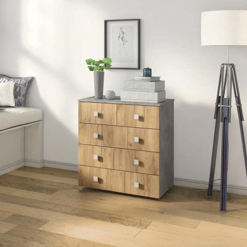 картинка Комод БИТЕЛ ЛОФТ-5 Бетон/дуб крафт золотой от магазина Tovar-RF.ru