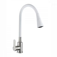 картинка Смеситель АНТЕЙ 577031 Садко Смеситель д/кухни шар. с силиконовым изливом белый нерж.сталь 1/11 от магазина Tovar-RF.ru