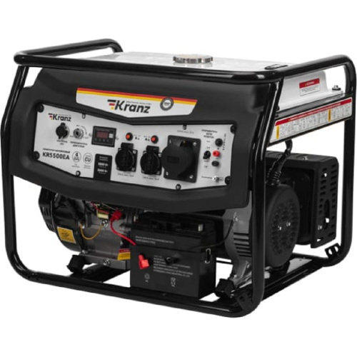 картинка Kranz KR-16-1135 Генератор бензиновый KR5500EA, 5,5кВт, 230В, 25л, коннектор автоматики, электростартер магазин Tovar-RF.ru являющийся официальным дистрибьютором в России картинка Kranz KR-16-1135 Генератор бензиновый KR5500EA, 5,5кВт, 230В, 25л, коннектор автоматики, электростартер от магазина Tovar-RF.ru