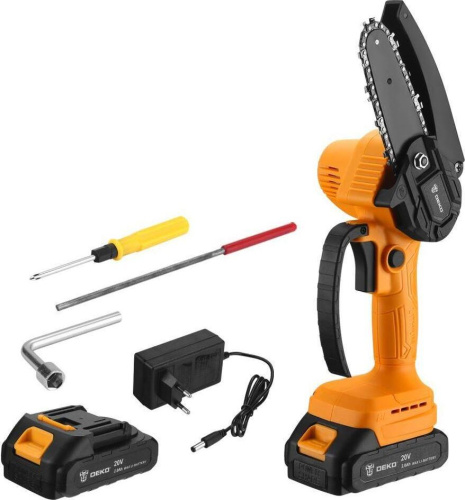 картинка Пила цепная аккумуляторная DEKO DKCHS 20-4, 20В, 2x2.0Ач 063-4308 магазин Tovar-RF.ru являющийся официальным дистрибьютором в России картинка Пила цепная аккумуляторная DEKO DKCHS 20-4, 20В, 2x2.0Ач 063-4308 от магазина Tovar-RF.ru