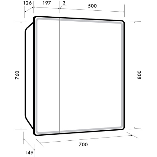 картинка Шкаф зеркальный POINT, 70 см, 2 дверцы, 2 стеклянные полки, инфракрасный выключатель, LED-подстветка, розетка, белый магазин Tovar-RF.ru являющийся официальным дистрибьютором в России фото 11 картинка Шкаф зеркальный POINT, 70 см, 2 дверцы, 2 стеклянные полки, инфракрасный выключатель, LED-подстветка, розетка, белый от магазина Tovar-RF.ru фото 11