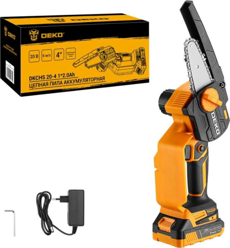 картинка Пила цепная аккумуляторная DEKO DKCHS 20-4, 20В, 1x2.0Ач 063-4480 от магазина Tovar-RF.ru