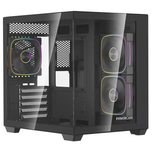 картинка Powercase Корпус Vision Micro M5CB, Tempered Glass, Type-C, 3x 120mm ARGB PWM Fan, ARGB+PWM HUB, чёрный, mATX  (CVMM5CHB-A3) от магазина Tovar-RF.ru