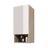картинка Полупенал PERFECTO, 35 см, подвесной, универсальный, 1 дверца, 1 стеклянная полка, дуб эврика/белый глянец от магазина Tovar-RF.ru