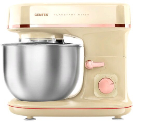 картинка миксер планетарный centek ct-1139 бежевый/хром от магазина Tovar-RF.ru
