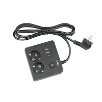 картинка powercube бытовой удлинитель (pc-1b-2m) 2р с/з вык.,3usb, 3500 вт, 16а, 1.9 м, 3*1,0 (черный) квадрат {22308} от магазина Tovar-RF.ru