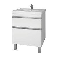 картинка Тумба GRACE PLUS, 60 см, подвесная/напольная, 2 ящика, с опорами, белый глянец от магазина Tovar-RF.ru