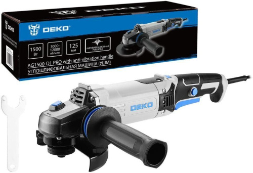 картинка Углошлифовальная машина DEKO AG1500-D1 PRO, 125мм, 1500 Вт 083-1028 магазин Tovar-RF.ru являющийся официальным дистрибьютором в России картинка Углошлифовальная машина DEKO AG1500-D1 PRO, 125мм, 1500 Вт 083-1028 от магазина Tovar-RF.ru