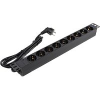 картинка exegate ex280849rus блок розеток exegate serverpro pdu-19h903 al-9s-eu2, 19",1u,алюм, 9schuko, евровилка, 2м от магазина Tovar-RF.ru