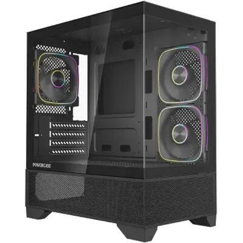 картинка Powercase Корпус Vision Micro M4B, Tempered Glass, Type-C, 3x 120mm ARGB PWM Fan, чёрный, mATX  (CVMM4B-A3) от магазина Tovar-RF.ru