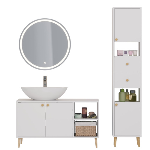 картинка Тумба LUNO, 100см, напольная, 2дв., 2 откр. полки,белый глянец, под ум. Триумф от магазина Tovar-RF.ru фото 8