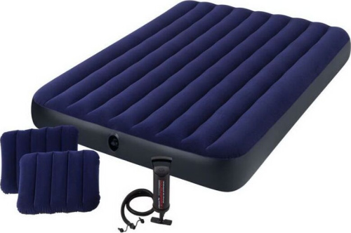 картинка матрас надувной intex матрас надувной classic downy airbed 152x203x25 см (ручной насос+2 подушки) . арт. 64765от магазина Tovar-RF.ru