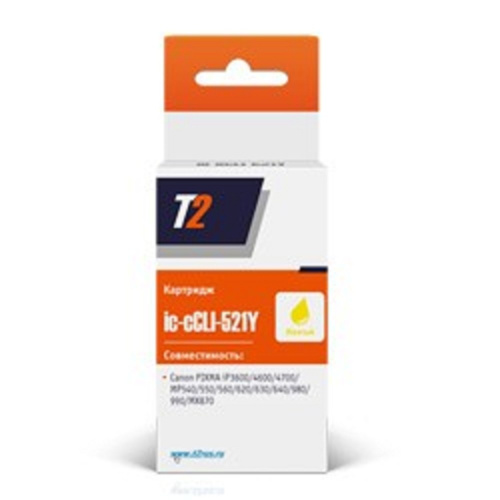 картинка t2 cli-521y картридж (ic-ccli-521y) для  pixma ip3600/4600/mp540/620/630/980, желтый, с чипом от магазина Tovar-RF.ru