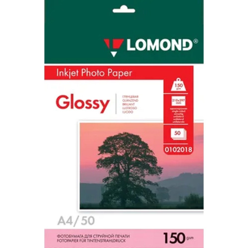 картинка LOMOND 0102018 Глянцевая бумага 1х A4, 150г/м2 50 л. магазин Tovar-RF.ru являющийся официальным дистрибьютором в России картинка LOMOND 0102018 Глянцевая бумага 1х A4, 150г/м2 50 л. от магазина Tovar-RF.ru