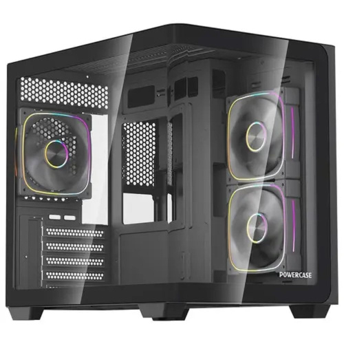 картинка Powercase Корпус Vision Micro M5B, Curved Glass, Type-C, 3x 120mm ARGB PWM Fan, чёрный, mATX  (CVMM5B-A3) от магазина Tovar-RF.ru