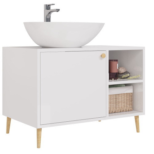 картинка Тумба LUNO, 80см, напольная, 1дв., 2 откр. полки,белый глянец, под ум. Триумф магазин Tovar-RF.ru являющийся официальным дистрибьютором в России фото 5 картинка Тумба LUNO, 80см, напольная, 1дв., 2 откр. полки,белый глянец, под ум. Триумф от магазина Tovar-RF.ru фото 5