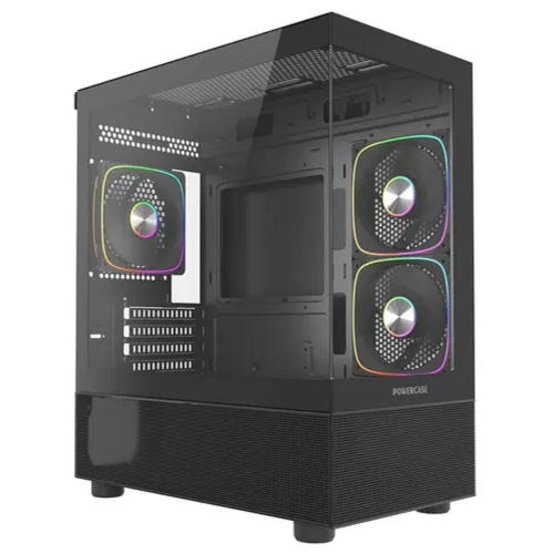 картинка Powercase Корпус Vision Micro M2 ARGB, Tempered Glass, 3x 120mm ARGB PWM Fan, чёрный, mATX  (CVMBM2-A3) от магазина Tovar-RF.ru