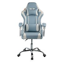 картинка Кресло игровое Filum FL-CH-G-010 крестовина из металла/хром, спинка/сиденье экокожа, газлифт 100мм, колеса пластик с белой окантовкой, подушка для шеи (1113083) от магазина Tovar-RF.ru