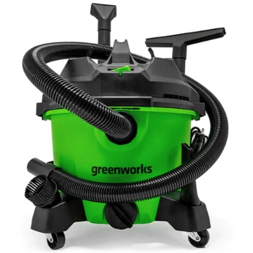 картинка Greenworks Строительный пылесос, {Мощность 1300 Вт; Объем 34 л; Сухая уборка/сбор воды; шланга 3 м; кабеля 3 м; Функция выдувания воздуха; 8,4 кг} [4701207] от магазина Tovar-RF.ru