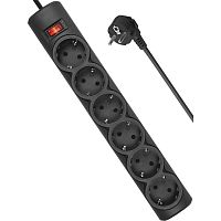 картинка defender фильтр dfs 155 5.0 m, 6 розеток, черный [99496] от магазина Tovar-RF.ru