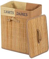 картинка РЫЖИЙ КОТ Корзина для белья, бамбук, 2 секции, цвет: натуральный, размер: 40*30*50 см (104495) от магазина Tovar-RF.ru