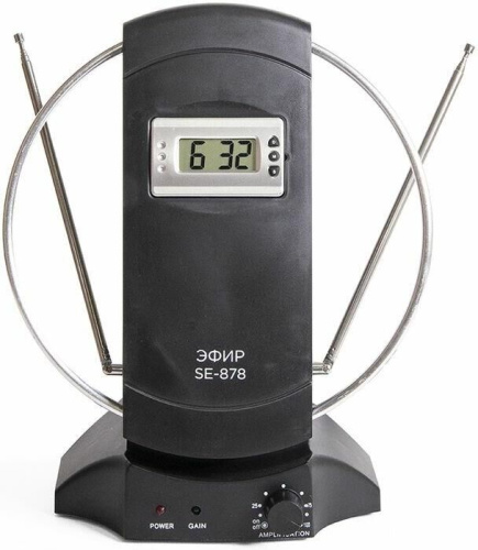 картинка антенна комнатная эфир se-878 dvb-t2/дмв+мв, активная от магазина Tovar-RF.ru