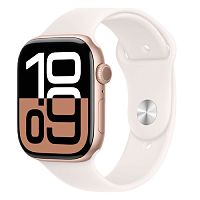 картинка apple watch series 10 46mm rose gold aluminium case with light blush sport band - m/l (mwwu3lw/a) от магазина Tovar-RF.ru