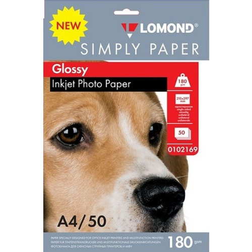картинка LOMOND 0102169  Фотобумага  Simply A4/180г/м2/50л./белый CIE148% глянцевое для струйной печати от магазина Tovar-RF.ru