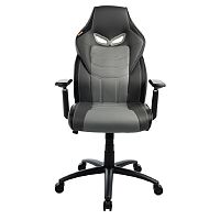картинка Кресло игровое Filum FL-CH-G-040 пластиковая крестовина, спинка/сиденье экокожа, подлокотники с регулировкой по высоте, элементы из хрома, черно-серое (1113086) от магазина Tovar-RF.ru