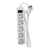 картинка cbr сетевой фильтр csf 2505-1.8 white pc, 5 евророзеток, длина кабеля 1,8 метра, цвет белый (пакет) от магазина Tovar-RF.ru