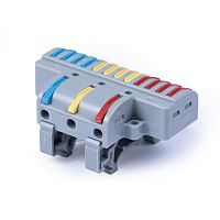 картинка Cabeus MX3-12D Клемма соединительная универсальная проходная 3-12 полюса с рычагом на DIN-рейку 0,08-2,5/4,0 (1шт) от магазина Tovar-RF.ru