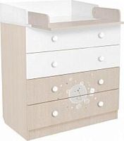 картинка комод polini комод polini kids french 1580, teddy, белый-дуб пастельный (2 кор.) от магазина Tovar-RF.ru