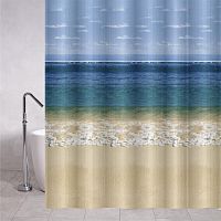 картинка Штора САНАКС 06-06 Штора с рисунком, морской берег, матовая, в ванную комнату, с кольцами, PEVA, 180 х 180 см. от магазина Tovar-RF.ru