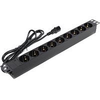 картинка exegate ex280852rus блок розеток exegate serverpro pdu-19h906 al-9s-c14-2.5, 19",1u,алюм, 9schuko, кабель с c14 2.5м от магазина Tovar-RF.ru