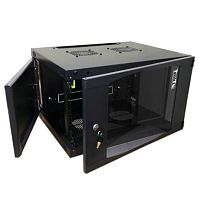 картинка шкаф настенный 19, 6u twt twt-cbwng-6u-6x6-bk 550x600, стеклянная дверь, черный от магазина Tovar-RF.ru