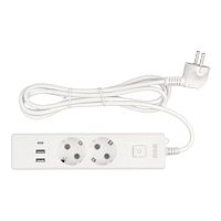 картинка powercube бытовой удлинитель (pc-4-2m) 2р с/з вык.,3usb, 3500 вт, 16а, 1.9 м, 3*1,0 (белый) {22301} от магазина Tovar-RF.ru
