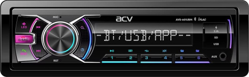 картинка автомагнитола acv avs-601ubm (1din/мультицвет/bt/2 usb/aux/sd/fm/3rca/sub/5 зон подсветки/4*50) от магазина Tovar-RF.ru
