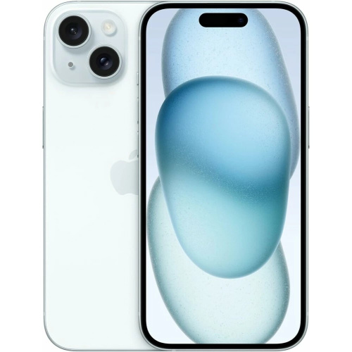 картинка apple iphone 15 128gb a3090 lt.blue 3g 4g 1sim 6.1" ios 17 802.11 a/b/g/n/ac/ax nfc gps mtp43hn/a индия от магазина Tovar-RF.ru