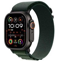 картинка apple watch ultra 2 (2024) 49mm black titanium case with dark green alpine loop - medium (mx4r3) от магазина Tovar-RF.ru