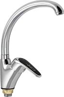 картинка Смеситель для кухни RUSSIA-MOSCOW 2454 Смеситель кухонный боковой с чёрной ручкой от магазина Tovar-RF.ru