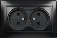 картинка розетка smartbuy (sbe-01b-10-s2-n-c) венера, 2-местная, черный от магазина Tovar-RF.ru