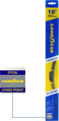 картинка щетка стеклоочистителя goodyear gy000438 premium 18''/45см бескаркасная от магазина Tovar-RF.ru являющимся официальным дистрибьютором в России картинка щетка стеклоочистителя goodyear gy000438 premium 18''/45см бескаркасная от магазина Tovar-RF.ru