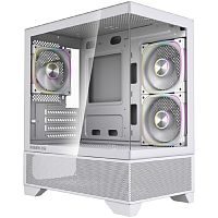 картинка powercase корпус vision micro m4w, tempered glass, type-c, 3x 120mm argb pwm fan, белый, matx  (cvmm4w-a3) от магазина Tovar-RF.ru