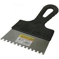 картинка Шпатель STAYER "PROFESSIONAL" нержавеющий зубчатый с пластмассовой ручкой, 150мм, зуб 10х10мм[1009-15-10] от магазина Tovar-RF.ru