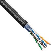 картинка exegate ex241488rus кабель ftp 4 пары кат.5e exegate 100% медь,24awg, экран, для внешней прокладки, с тросом, 305м, черный pe от магазина Tovar-RF.ru