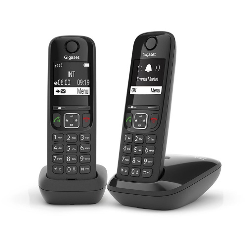 картинка gigaset [l36852-h2816-s301] as690(a) duo р/телефон dect rus черный (труб. в компл.:2шт) аон от магазина Tovar-RF.ru