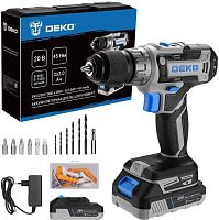 картинка Аккумуляторная дрель-шуруповерт DEKO DKCD20V ONE + в кейсе + набор 63 инструмента для дома, 20В, 2x2.0Ач 083-1038 от магазина Tovar-RF.ru