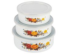 картинка Набор Мисок MALLONY Набор из 3 эмалированных мисок с крышками, FAMILIA, 600/850/1250 мл (008763) от магазина Tovar-RF.ru