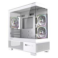 картинка powercase корпус vision micro s4w, tempered glass, type-c, 3x 120mm argb pwm fan, argb+pwm hub, белый, matx  (cvmmshw-a3) от магазина Tovar-RF.ru